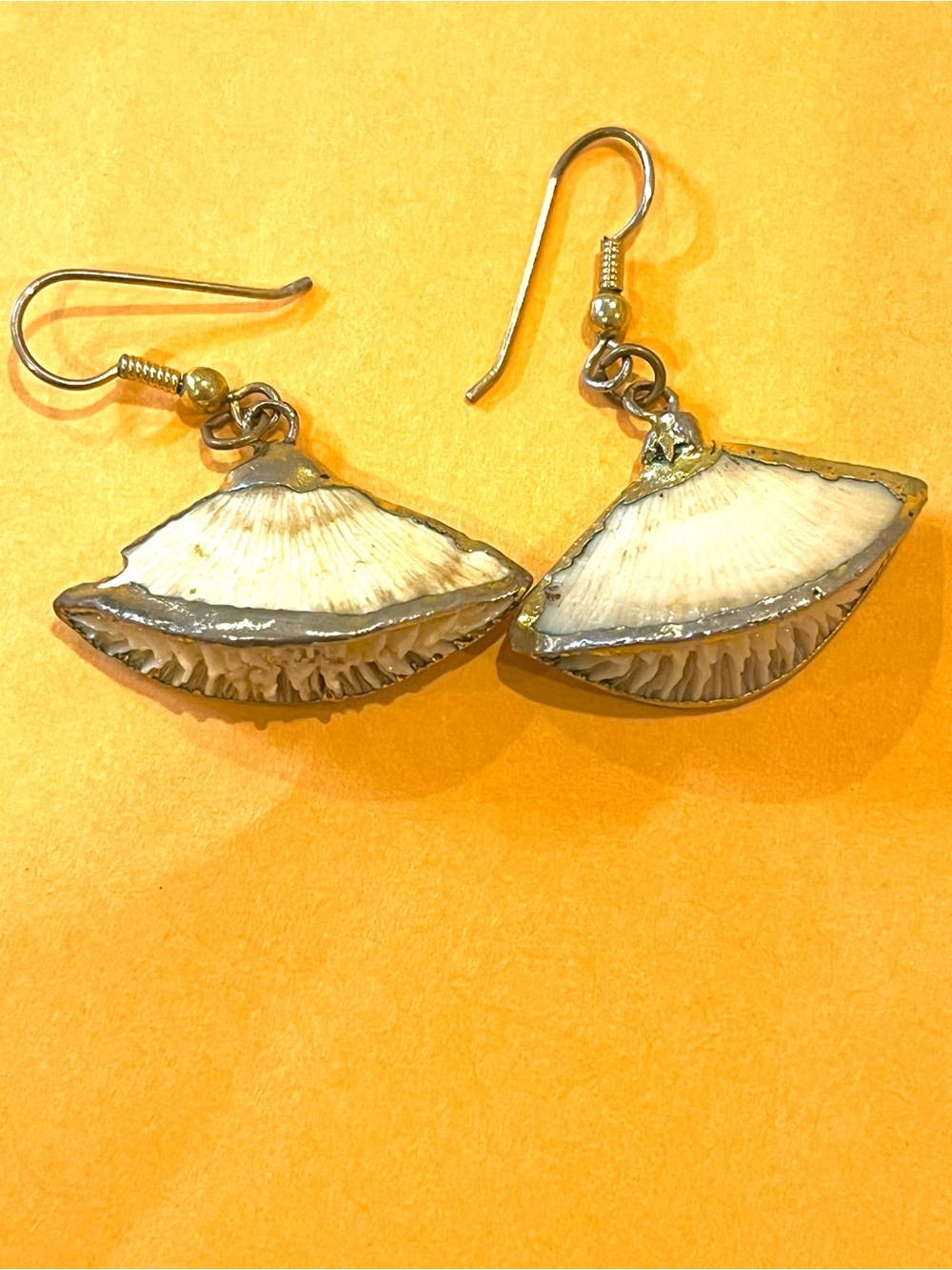 Artisan Mushroom Coral Shell Fan Drop Earrings